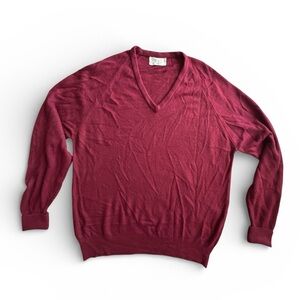 Vintage Christian Dior made in USA Men's Deep Red V-Neck Sweater Sz XL